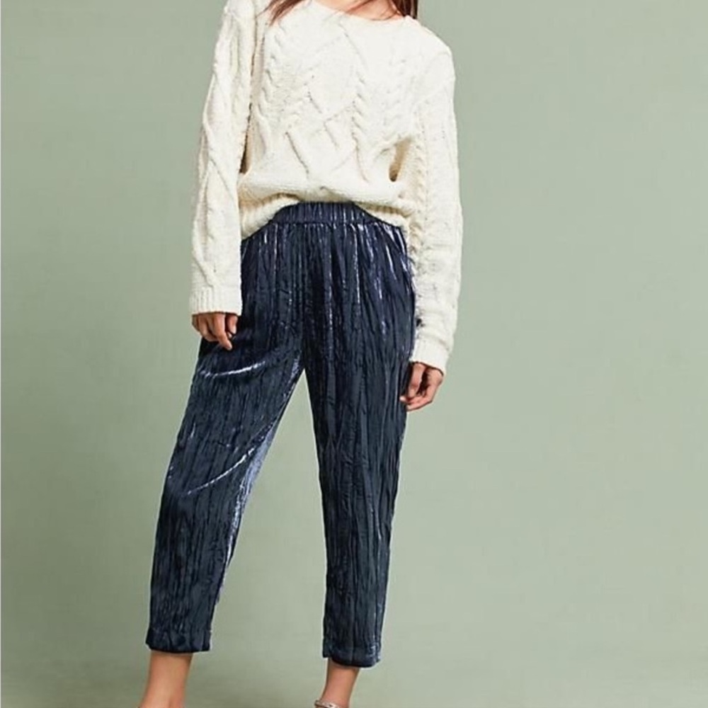 Anthropologie Crushed Velvet Joggers